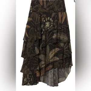 FARM Rio foliage tiered printed midi skirt ***Rare Print to find***